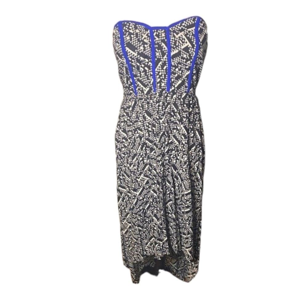 Xhilaration Strapless Black And White High Low Dress Blue Accents Size XS - Picture 3 of 9